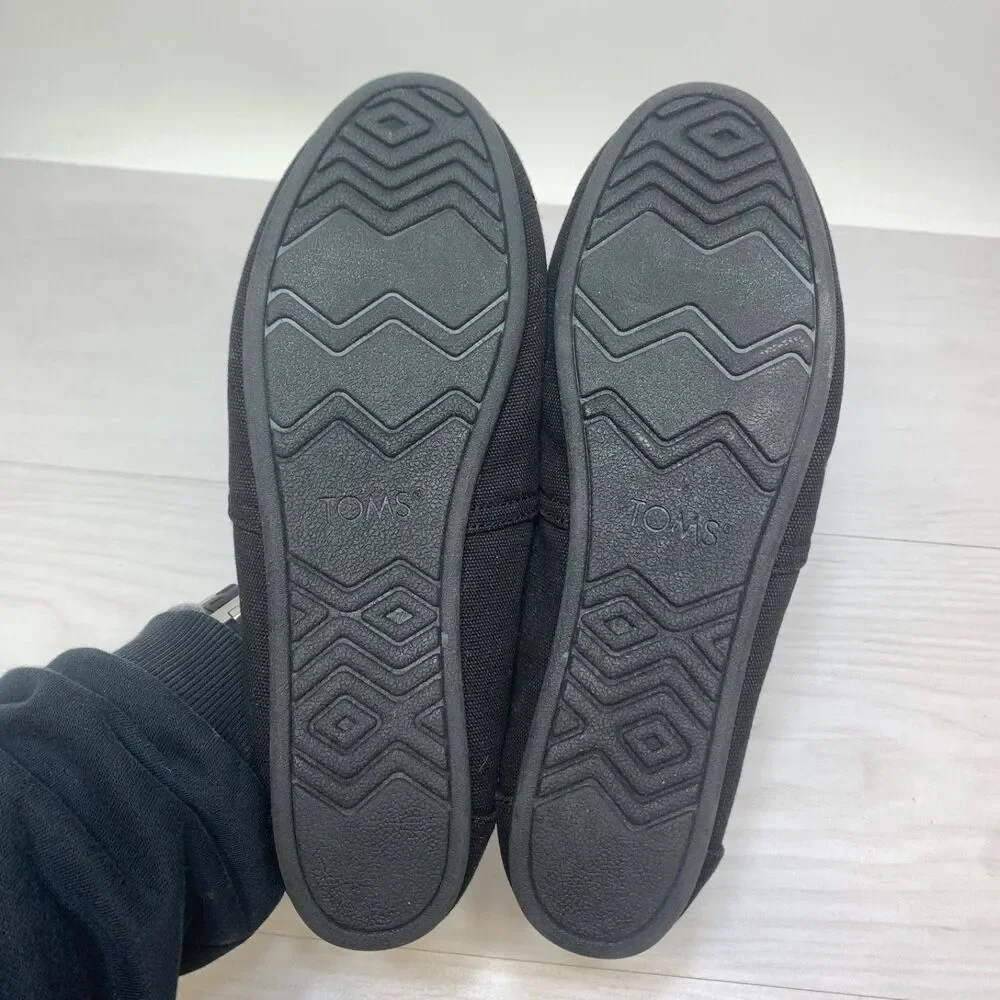 Womens TOMS Canvas Slip On Black Comfort Classic Lightweight‎  US Size 10